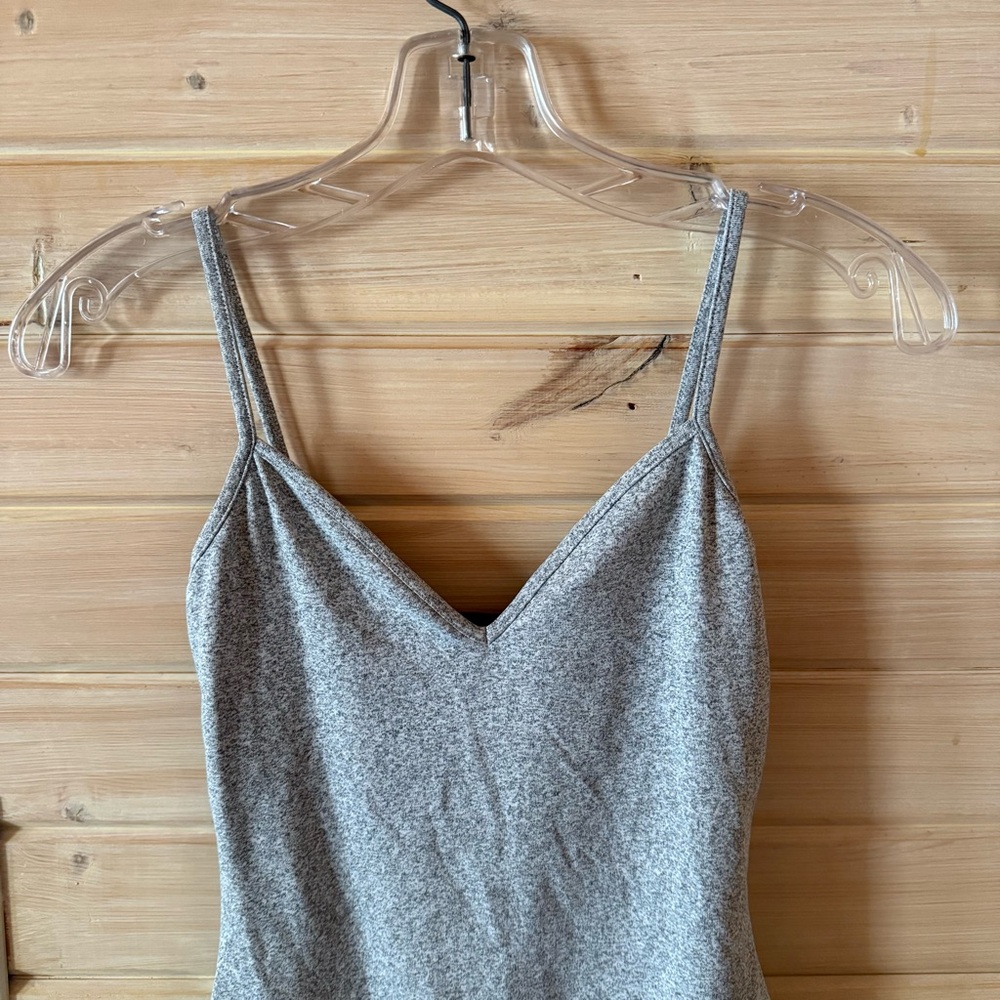 ZARA Sport Gray Bodysuit One Piece Activewear Tank Size S V-neck Spaghetti Strap